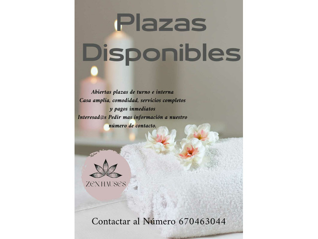 PLAZAS DISPONIBLES